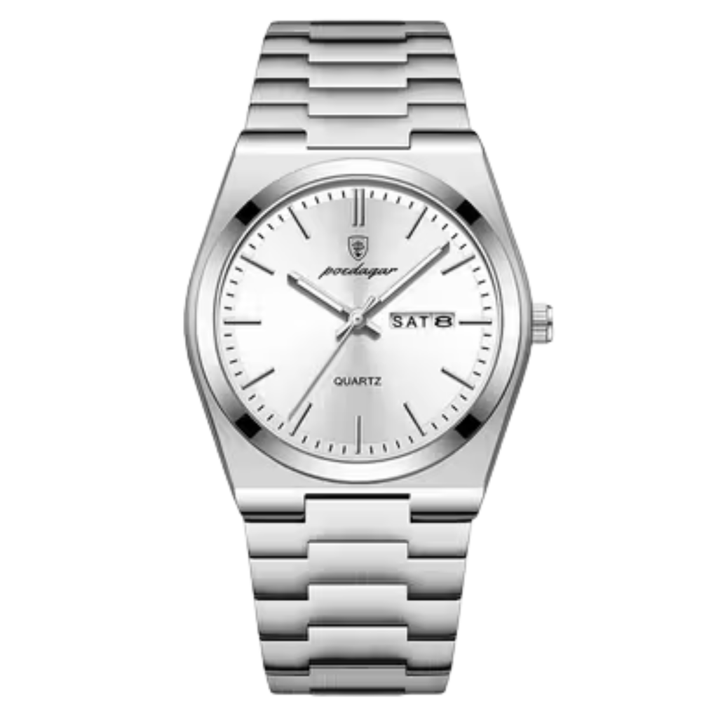 Poedagar Oak Men’s Watch – Luxury Stainless Steel Quartz Timepiece