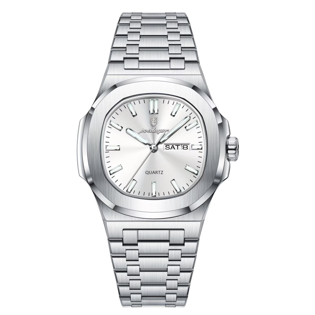 Poedagar Nautilus Clear Men’s Watch – Luxury Stainless Steel Quartz Timepiece
