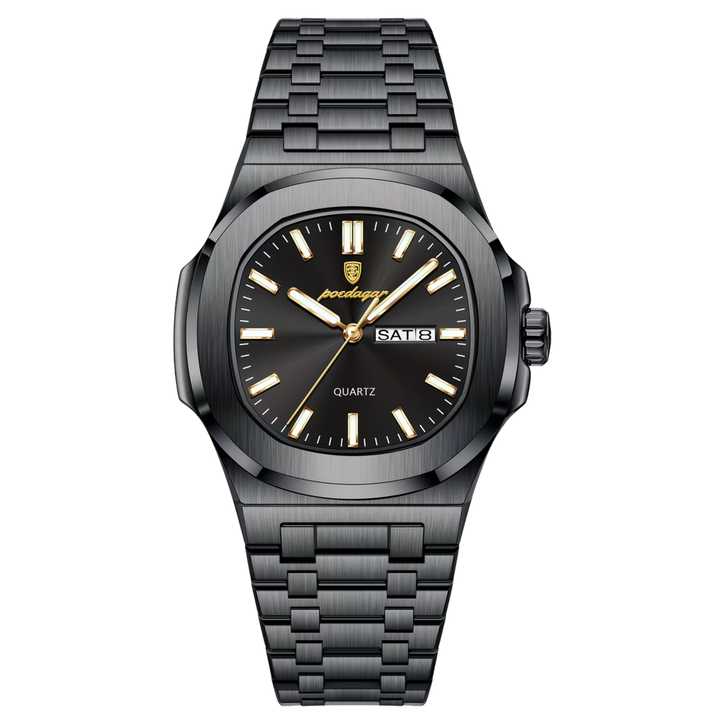 Poedagar Nautilus Clear Men’s Watch – Luxury Stainless Steel Quartz Timepiece