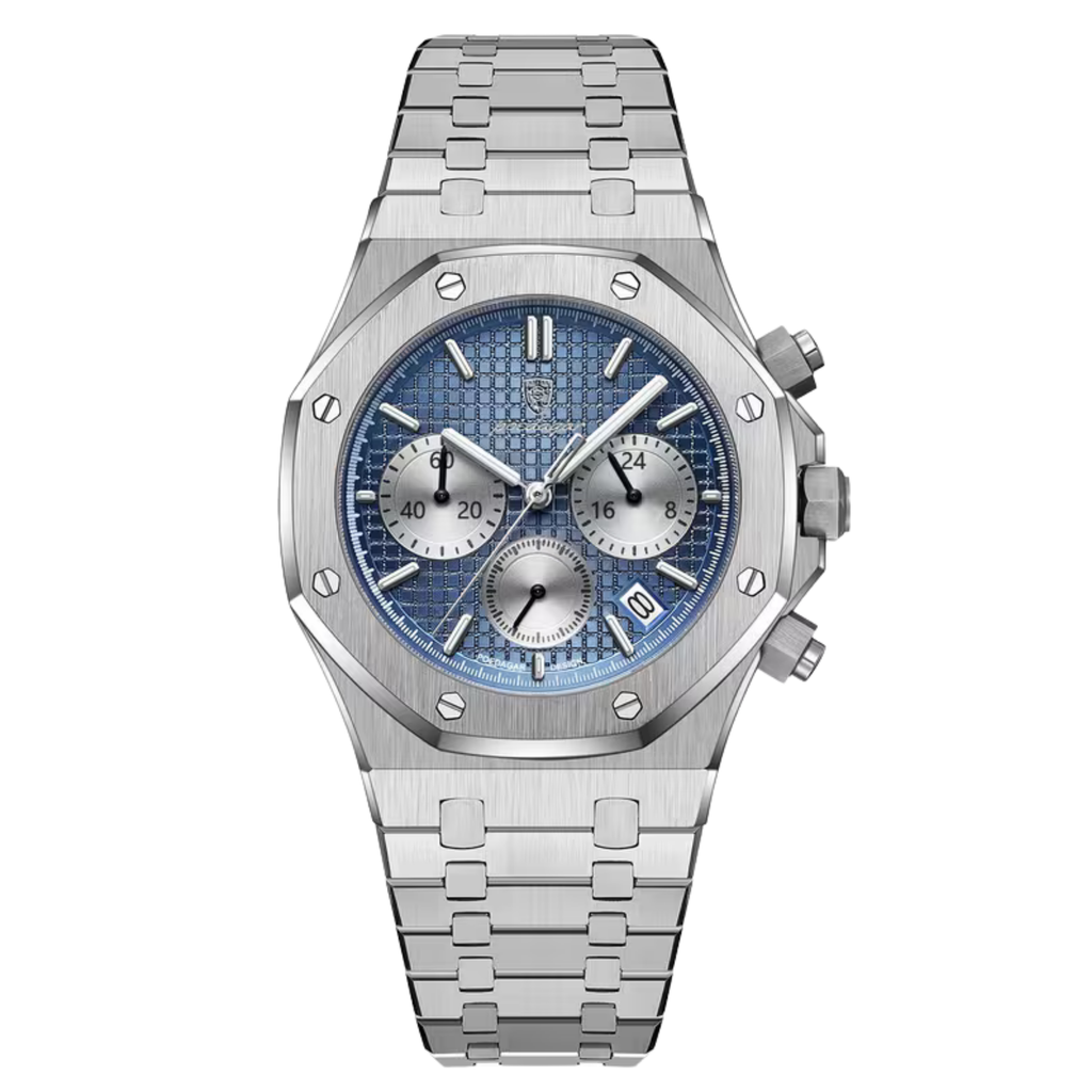 Poedagar Serenade Men’s Watch – Luxury Chronograph Stainless Steel Timepiece