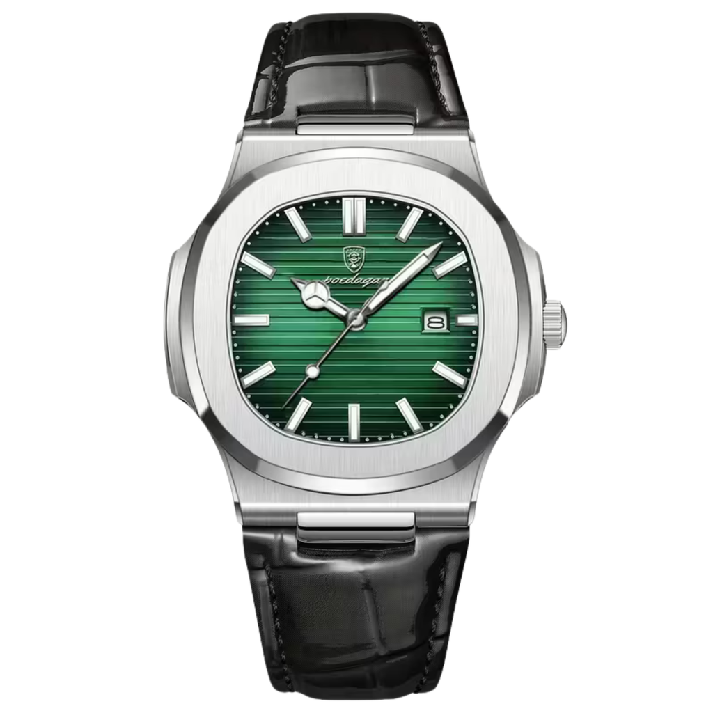 Poedagar Regalia Men’s Watch – Luxury Leather Strap Quartz Timepiece