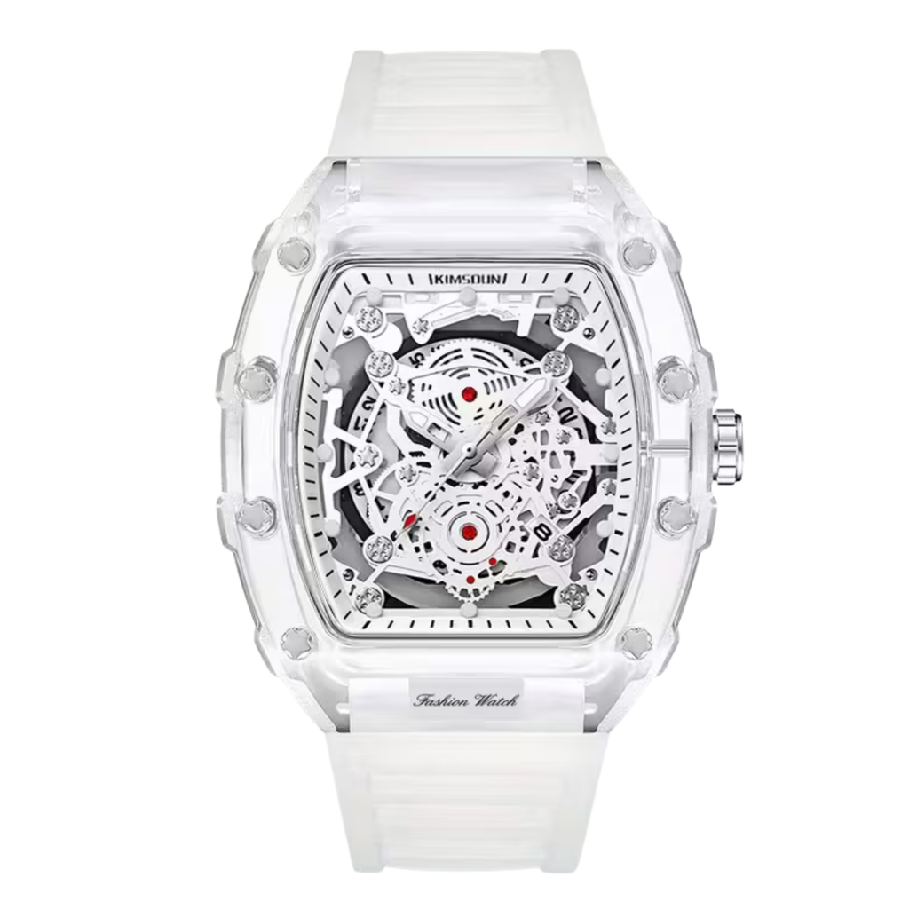 Poedagar Nova Skeleton Men’s Watch – Transparent Luxury Mechanical-Style Timepiece