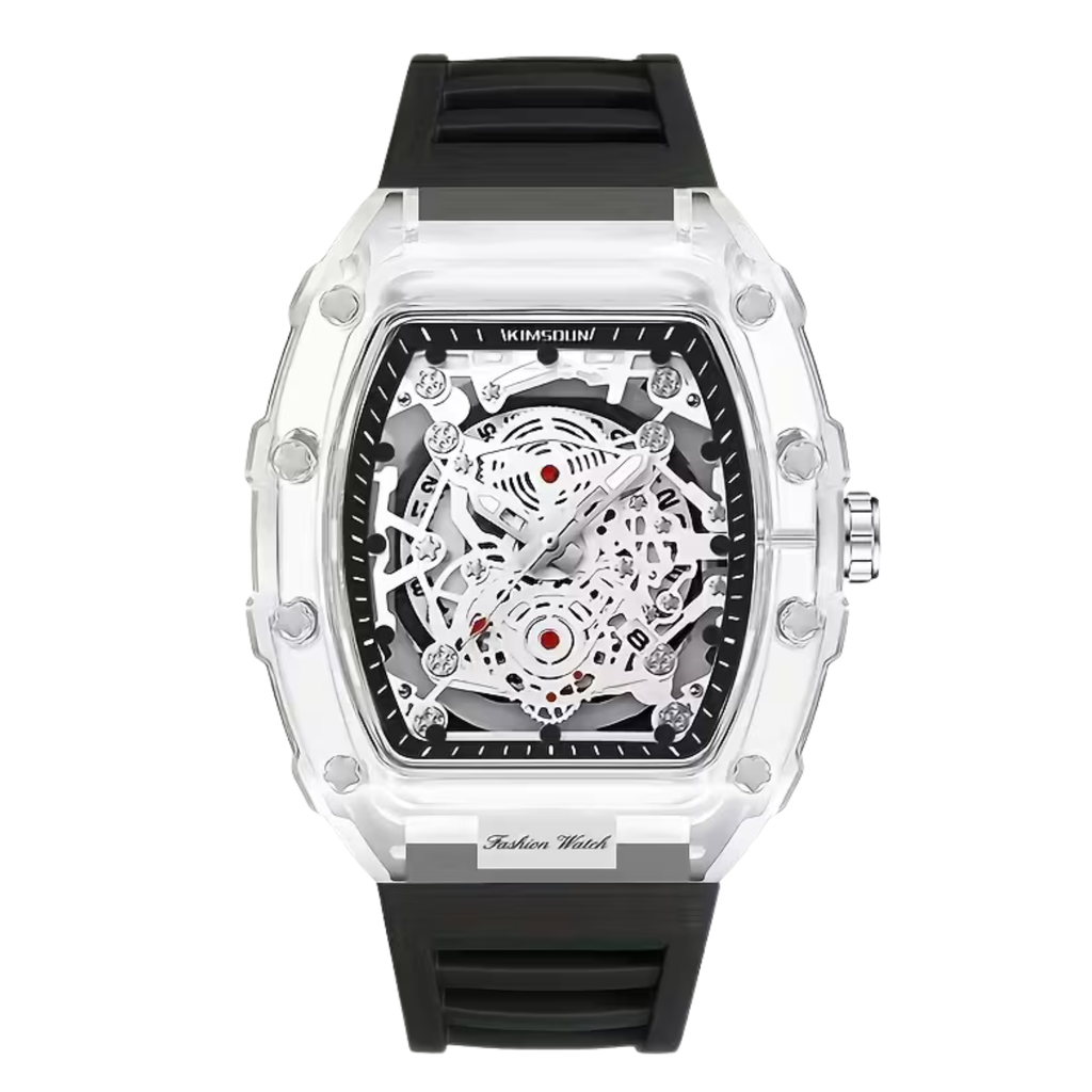 Poedagar Nova Skeleton Men’s Watch – Transparent Luxury Mechanical-Style Timepiece