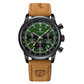 Poedagar Eclipse Men’s Watch – Luxury Chronograph Leather Strap Timepiece