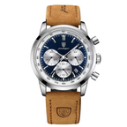 Poedagar Eclipse Men’s Watch – Luxury Chronograph Leather Strap Timepiece