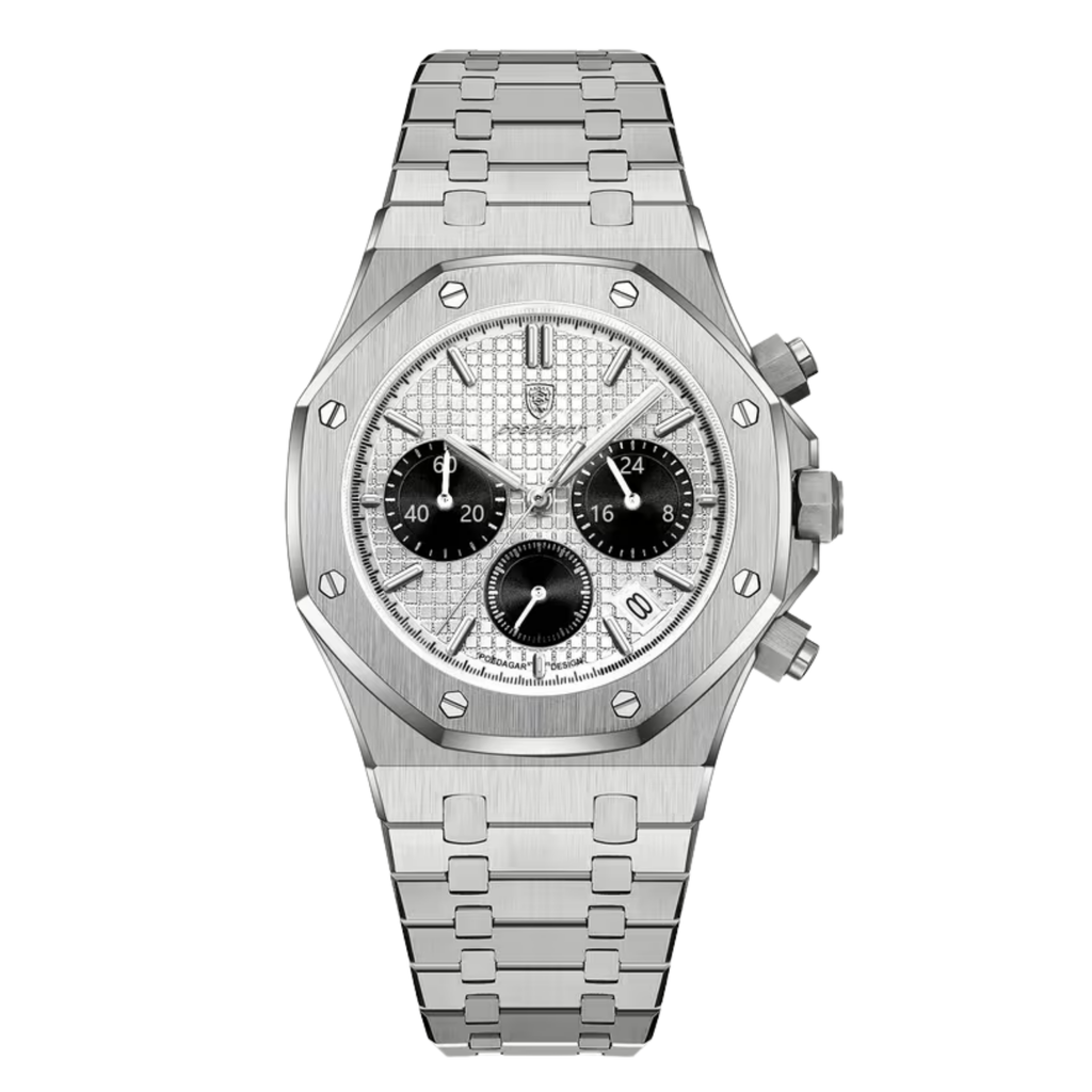 Poedagar Serenade Men’s Watch – Luxury Chronograph Stainless Steel Timepiece