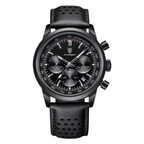 Poedagar Eclipse Men’s Watch – Luxury Chronograph Leather Strap Timepiece