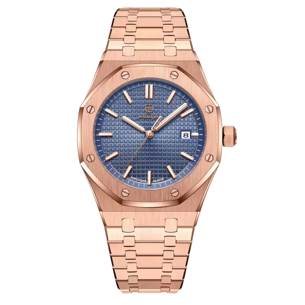 Poedagar Kings Oak Men’s Watch – Luxury Stainless Steel Timepiece