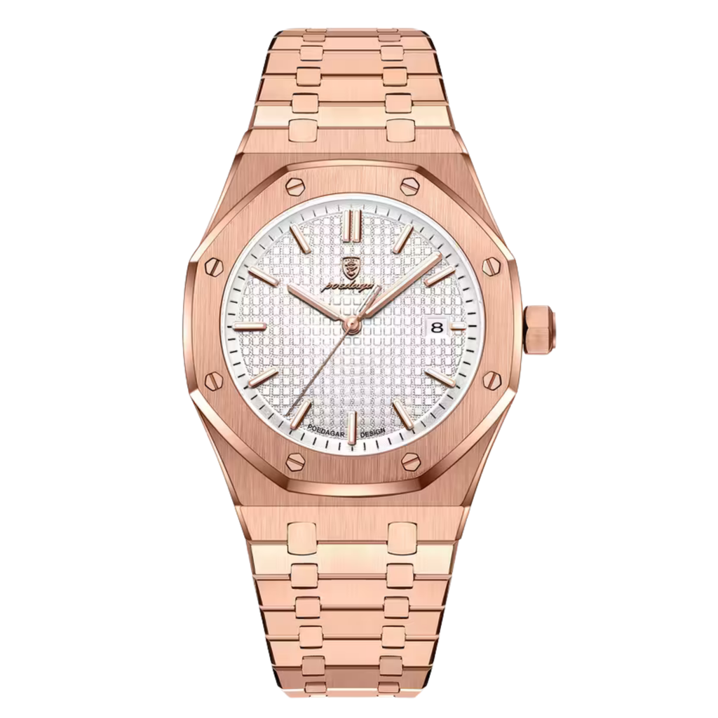 Poedagar Kings Oak Men’s Watch – Luxury Stainless Steel Timepiece