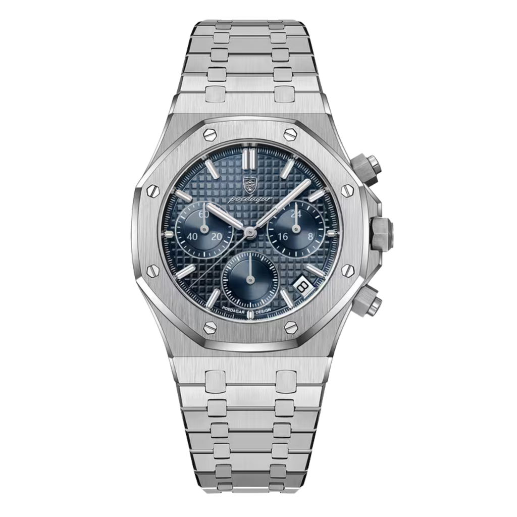 Poedagar Serenade Men’s Watch – Luxury Chronograph Stainless Steel Timepiece