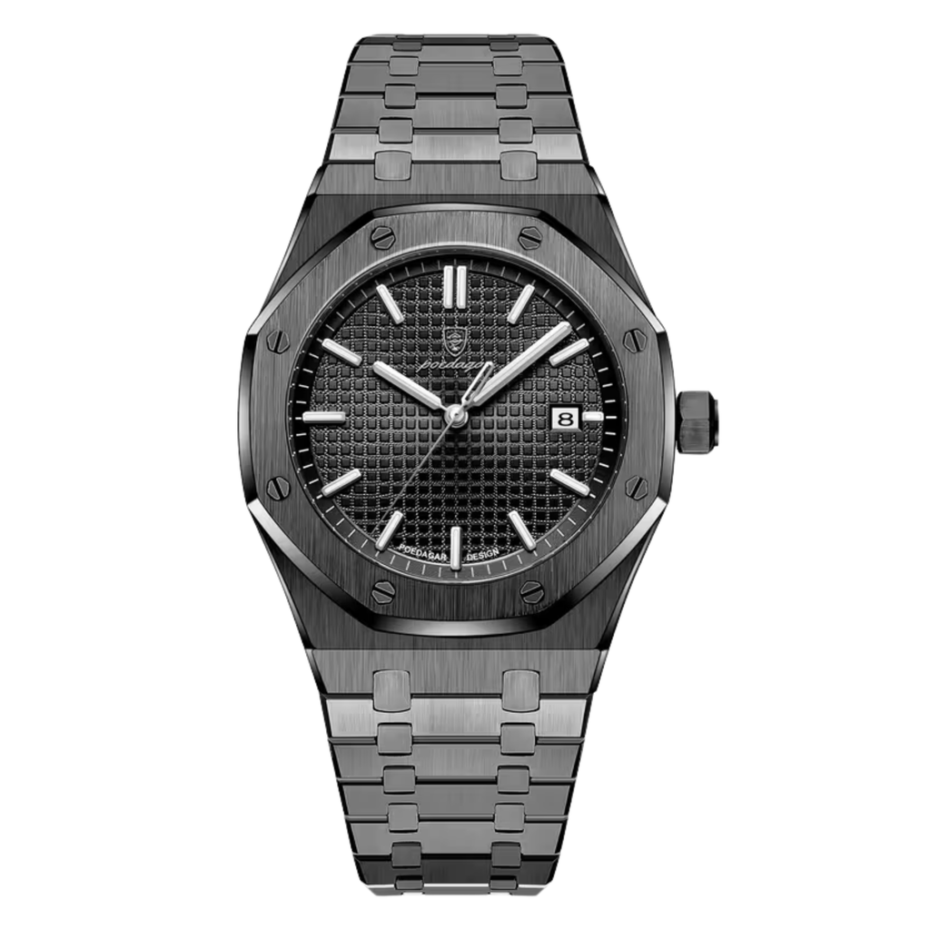 Poedagar Kings Oak Men’s Watch – Luxury Stainless Steel Timepiece