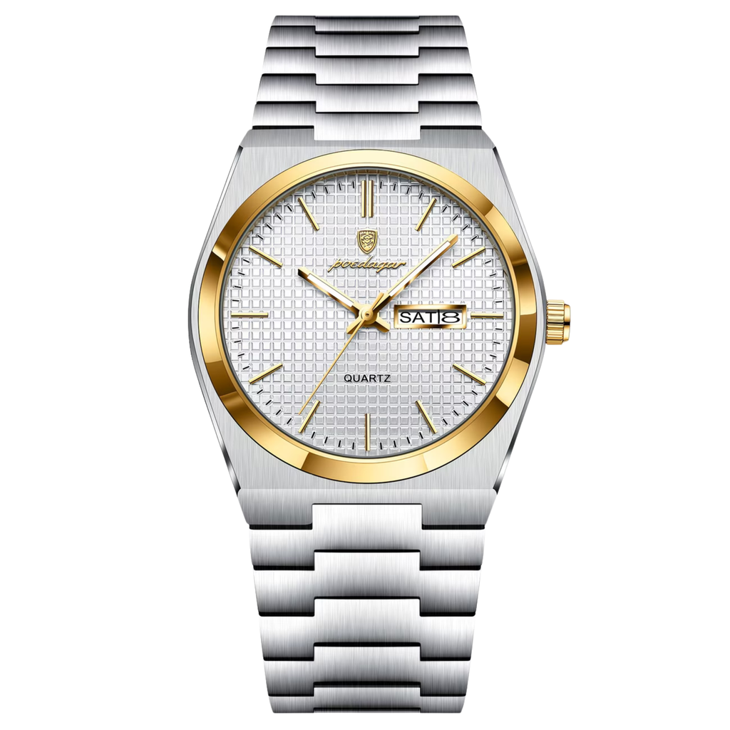 Poedagar Royal Oak Men’s Watch – Luxury Stainless Steel Quartz Timepiece