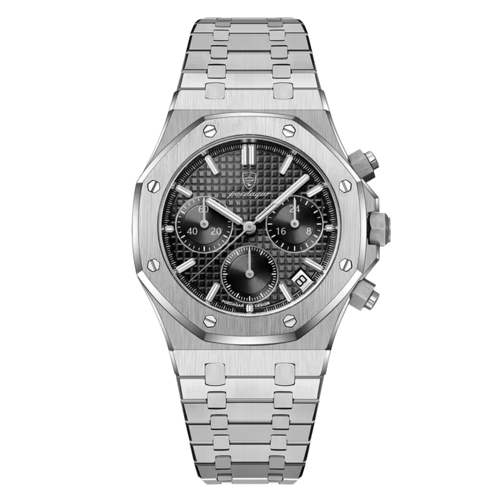 Poedagar Serenade Men’s Watch – Luxury Chronograph Stainless Steel Timepiece