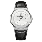 Poedagar Regalia Men’s Watch – Luxury Leather Strap Quartz Timepiece