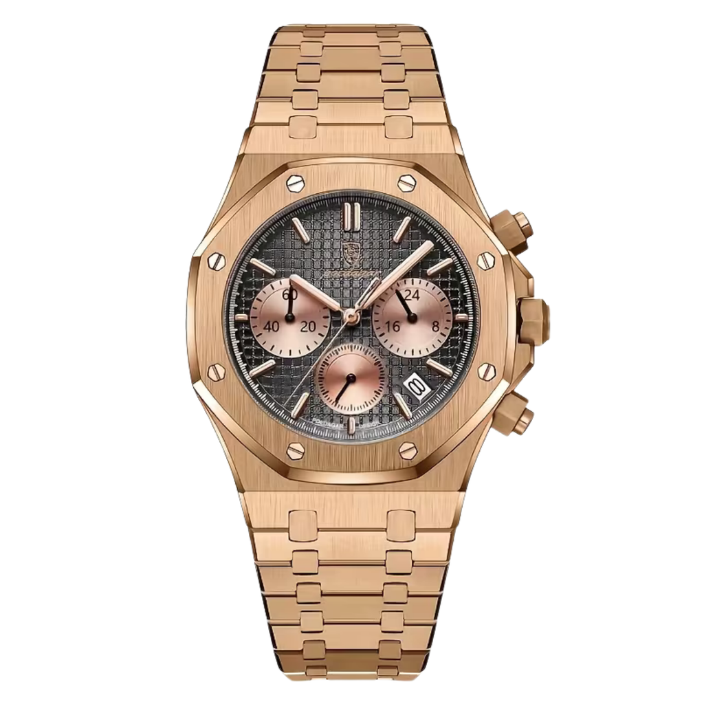 Poedagar Serenade Men’s Watch – Luxury Chronograph Stainless Steel Timepiece