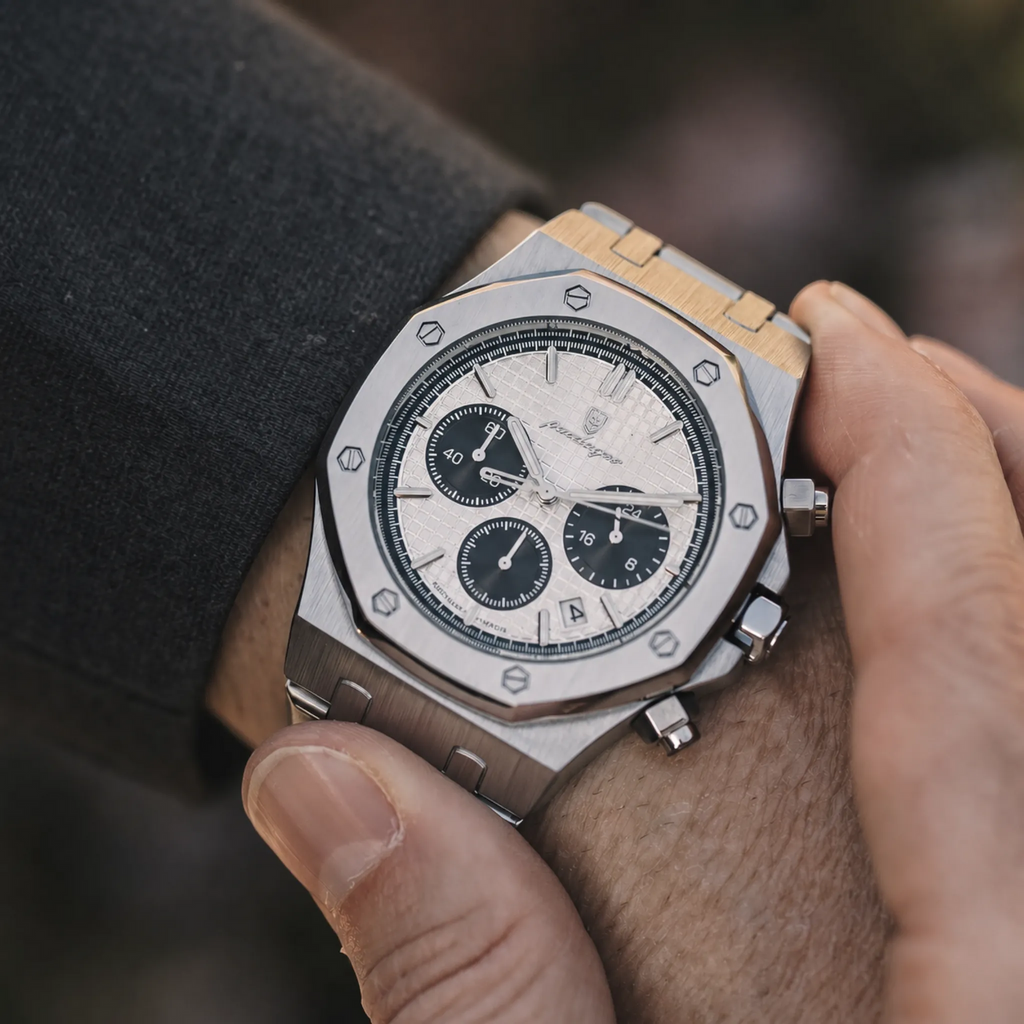 Poedagar Serenade Men’s Watch – Luxury Chronograph Stainless Steel Timepiece