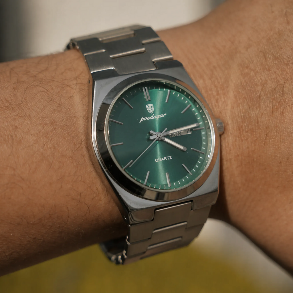 Poedagar Oak Men’s Watch – Luxury Stainless Steel Quartz Timepiece