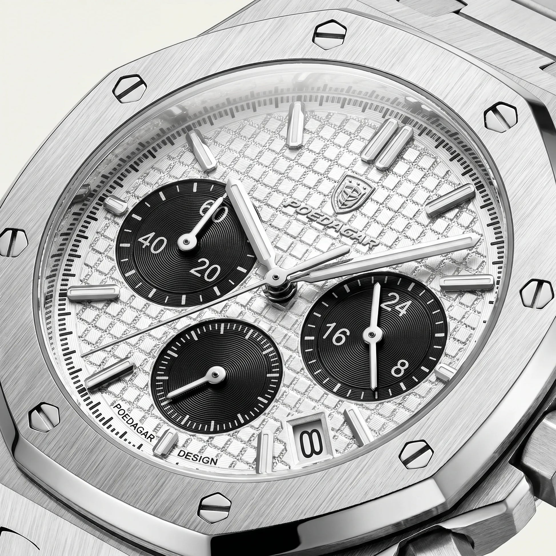 Poedagar Serenade Men’s Watch – Luxury Chronograph Stainless Steel Timepiece
