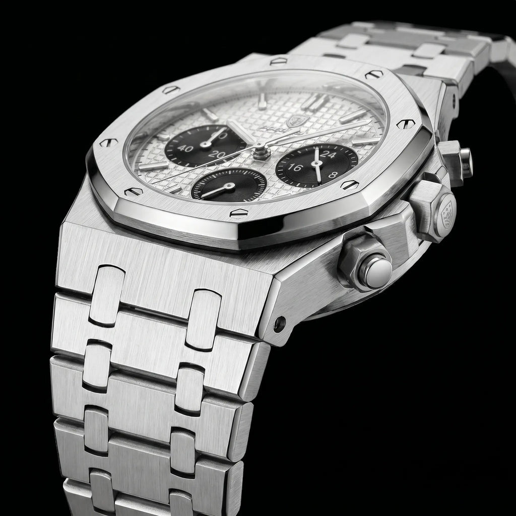 Poedagar Serenade Men’s Watch – Luxury Chronograph Stainless Steel Timepiece