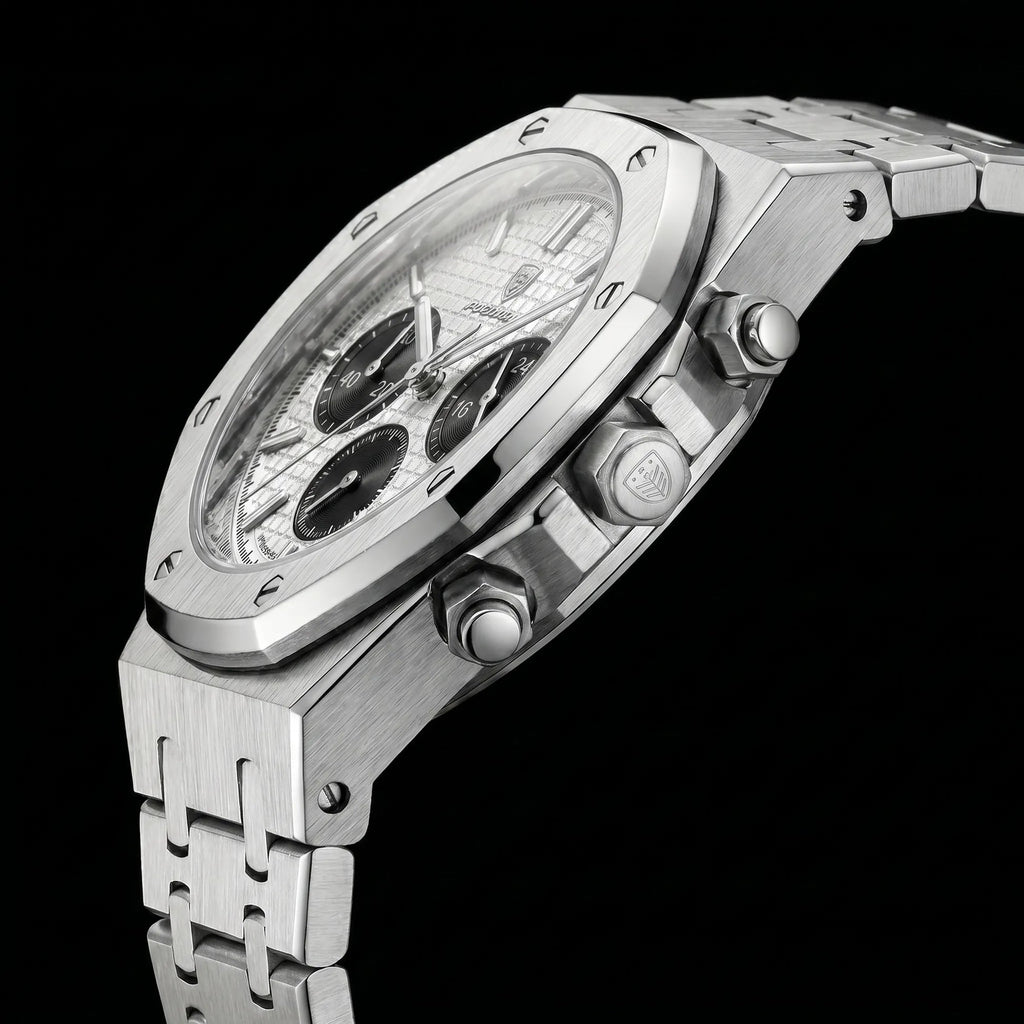 Poedagar Serenade Men’s Watch – Luxury Chronograph Stainless Steel Timepiece