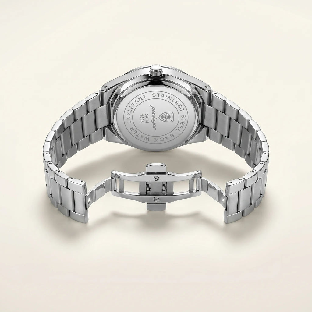 Poedagar Oak Men’s Watch – Luxury Stainless Steel Quartz Timepiece