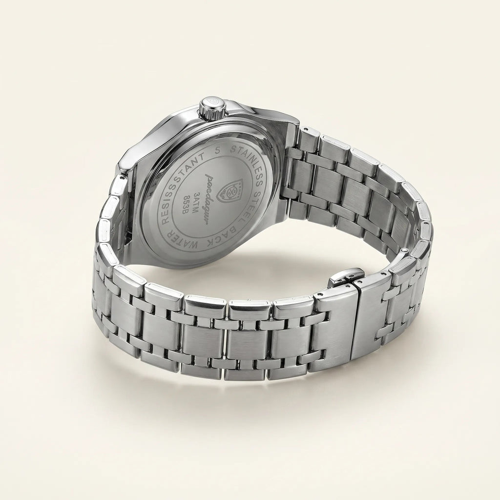 Poedagar Nautilus Clear Men’s Watch – Luxury Stainless Steel Quartz Timepiece