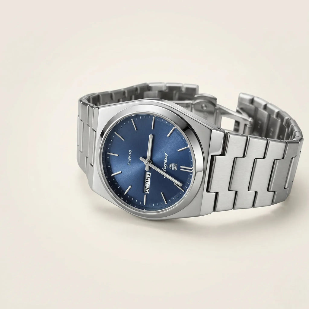 Poedagar Oak Men’s Watch – Luxury Stainless Steel Quartz Timepiece