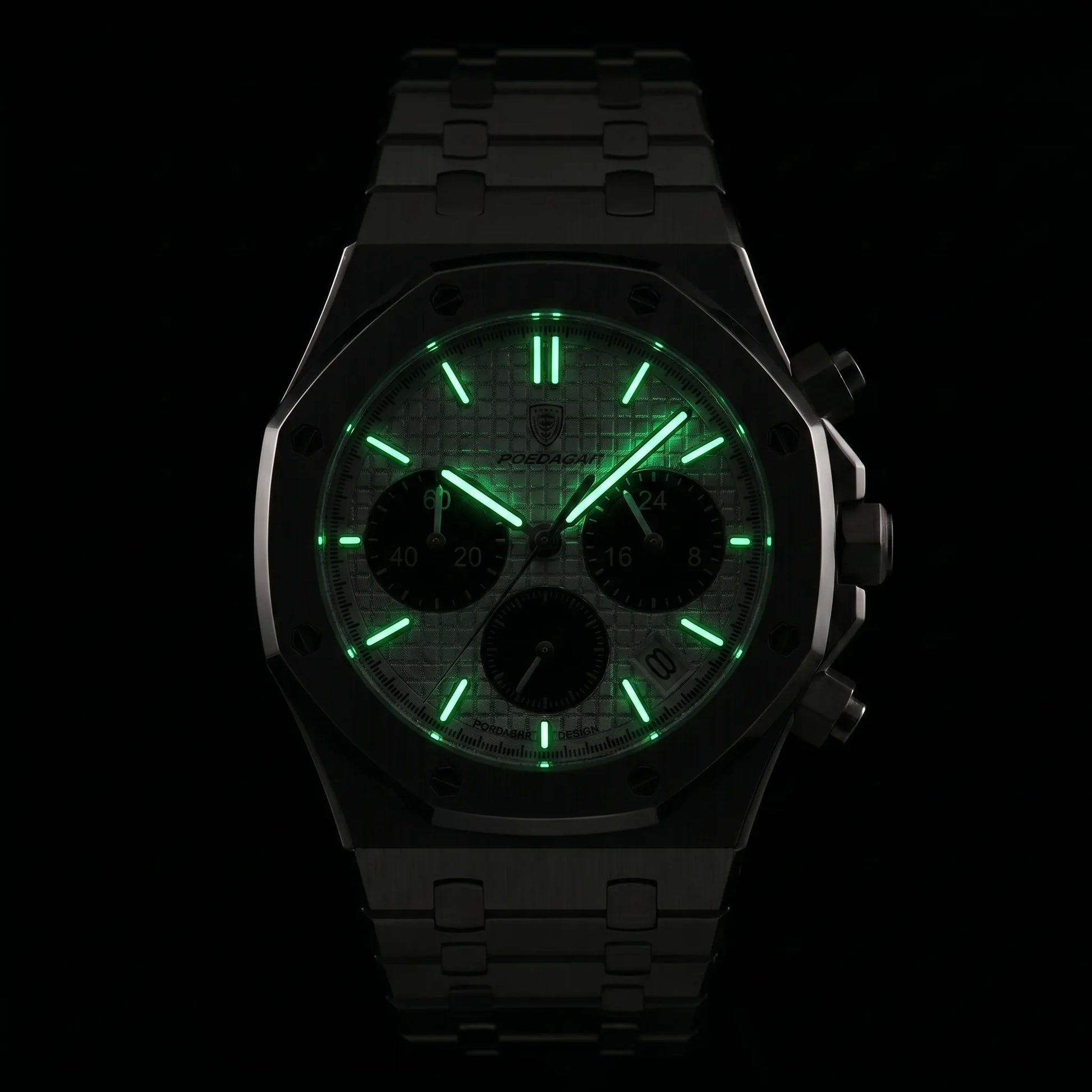 Poedagar Serenade Men’s Watch – Luxury Chronograph Stainless Steel Timepiece
