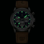 Poedagar Eclipse Men’s Watch – Luxury Chronograph Leather Strap Timepiece