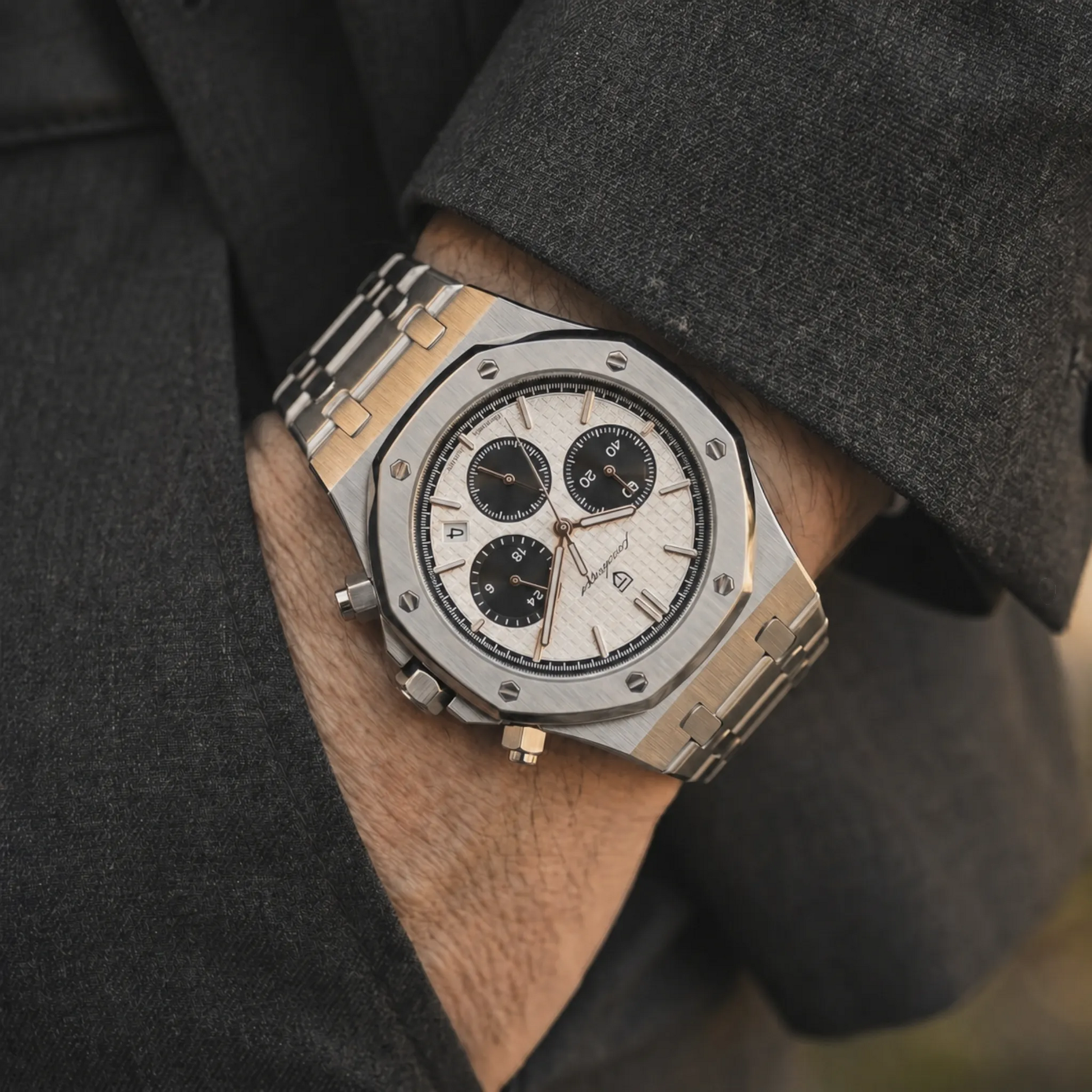 Poedagar Serenade Men’s Watch – Luxury Chronograph Stainless Steel Timepiece