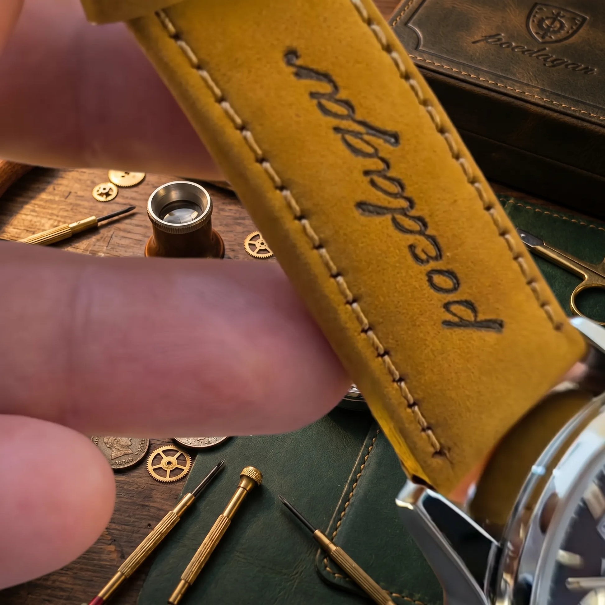 Poedagar Eclipse Men’s Watch – Luxury Chronograph Leather Strap Timepiece