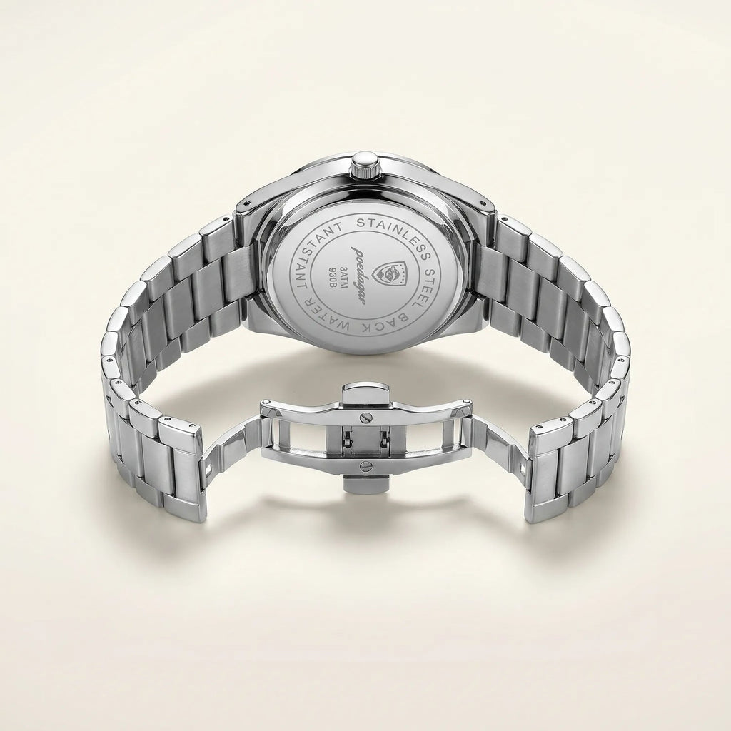 Poedagar Oak Men’s Watch – Luxury Stainless Steel Quartz Timepiece