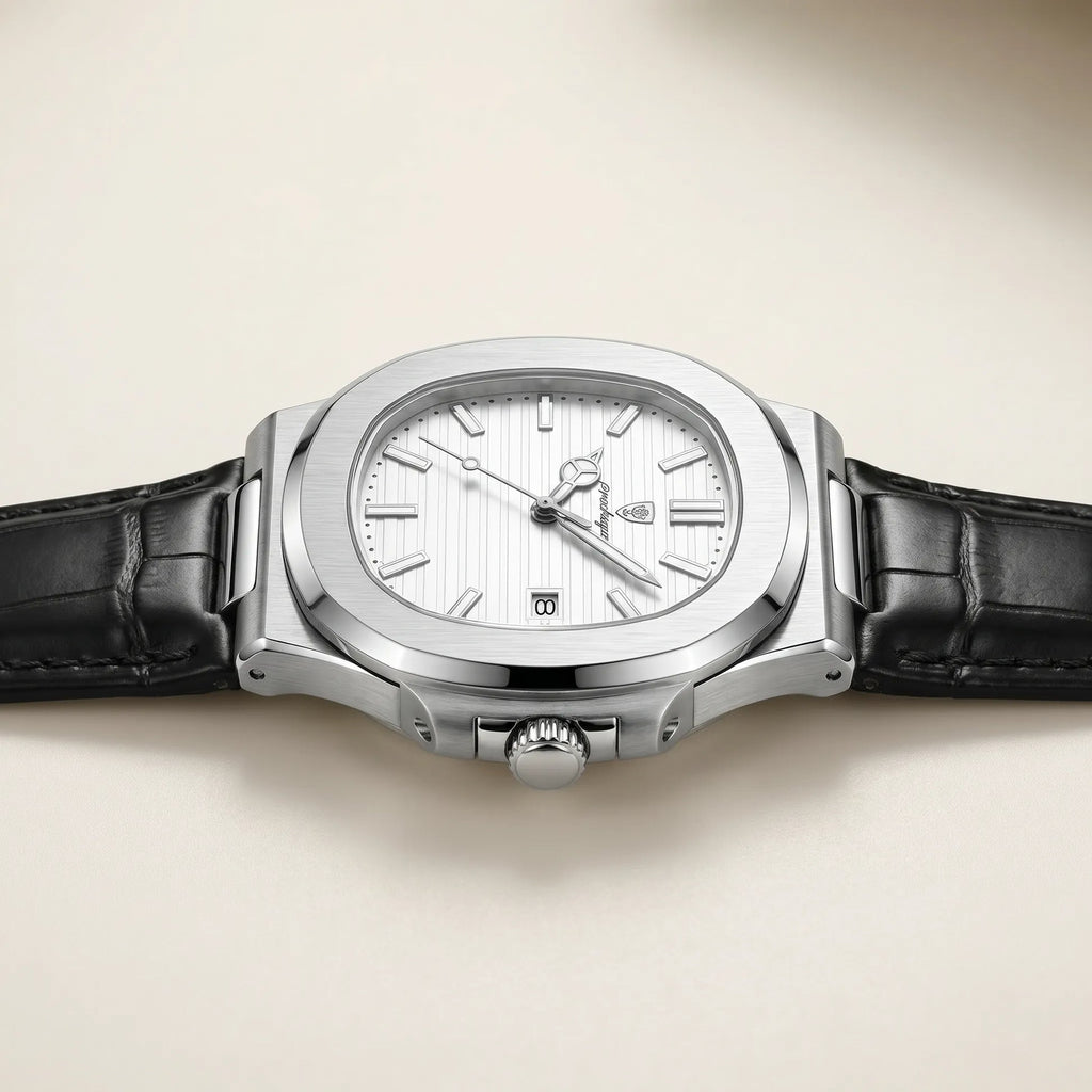 Poedagar Regalia Men’s Watch – Luxury Leather Strap Quartz Timepiece
