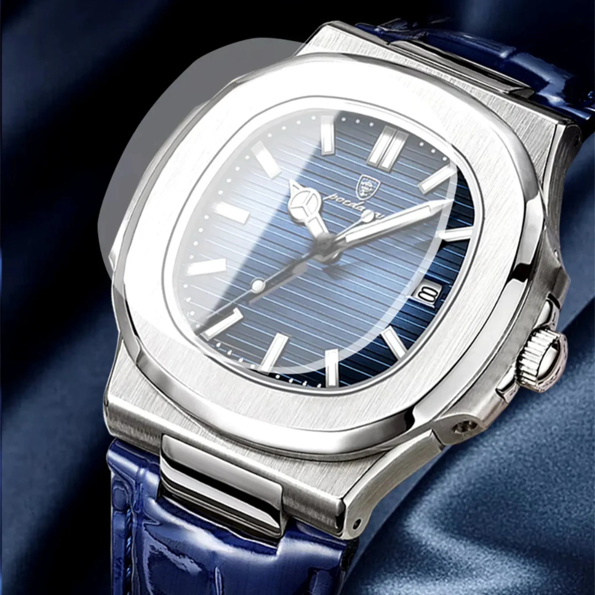 Poedagar Regalia Men’s Watch – Luxury Leather Strap Quartz Timepiece