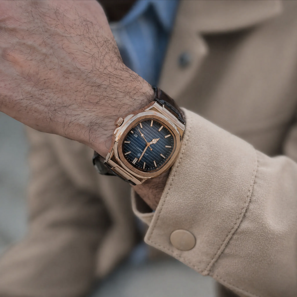 Poedagar Regalia Men’s Watch – Luxury Leather Strap Quartz Timepiece