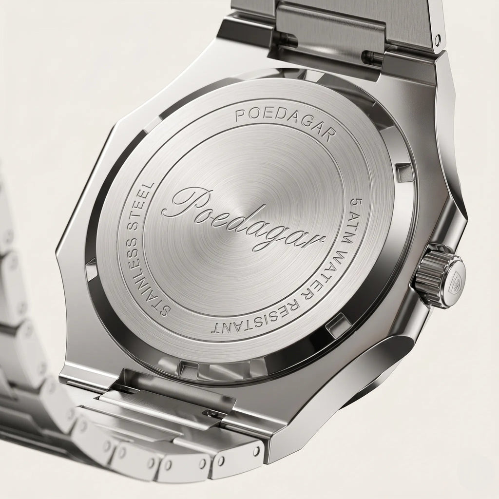 Poedagar Kings Oak Men’s Watch – Luxury Stainless Steel Timepiece