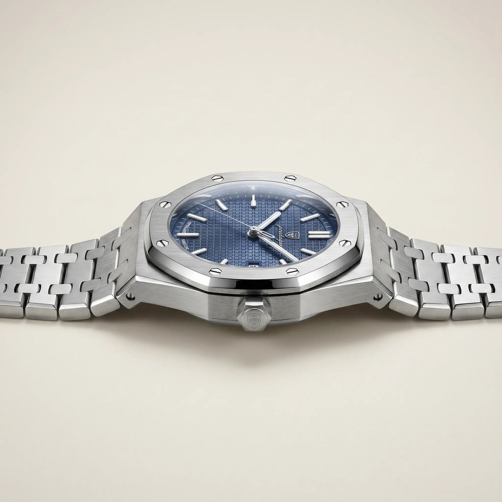 Poedagar Kings Oak Men’s Watch – Luxury Stainless Steel Timepiece