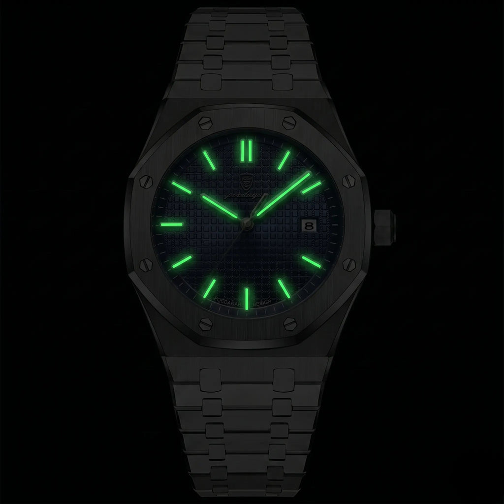 Poedagar Kings Oak Men’s Watch – Luxury Stainless Steel Timepiece