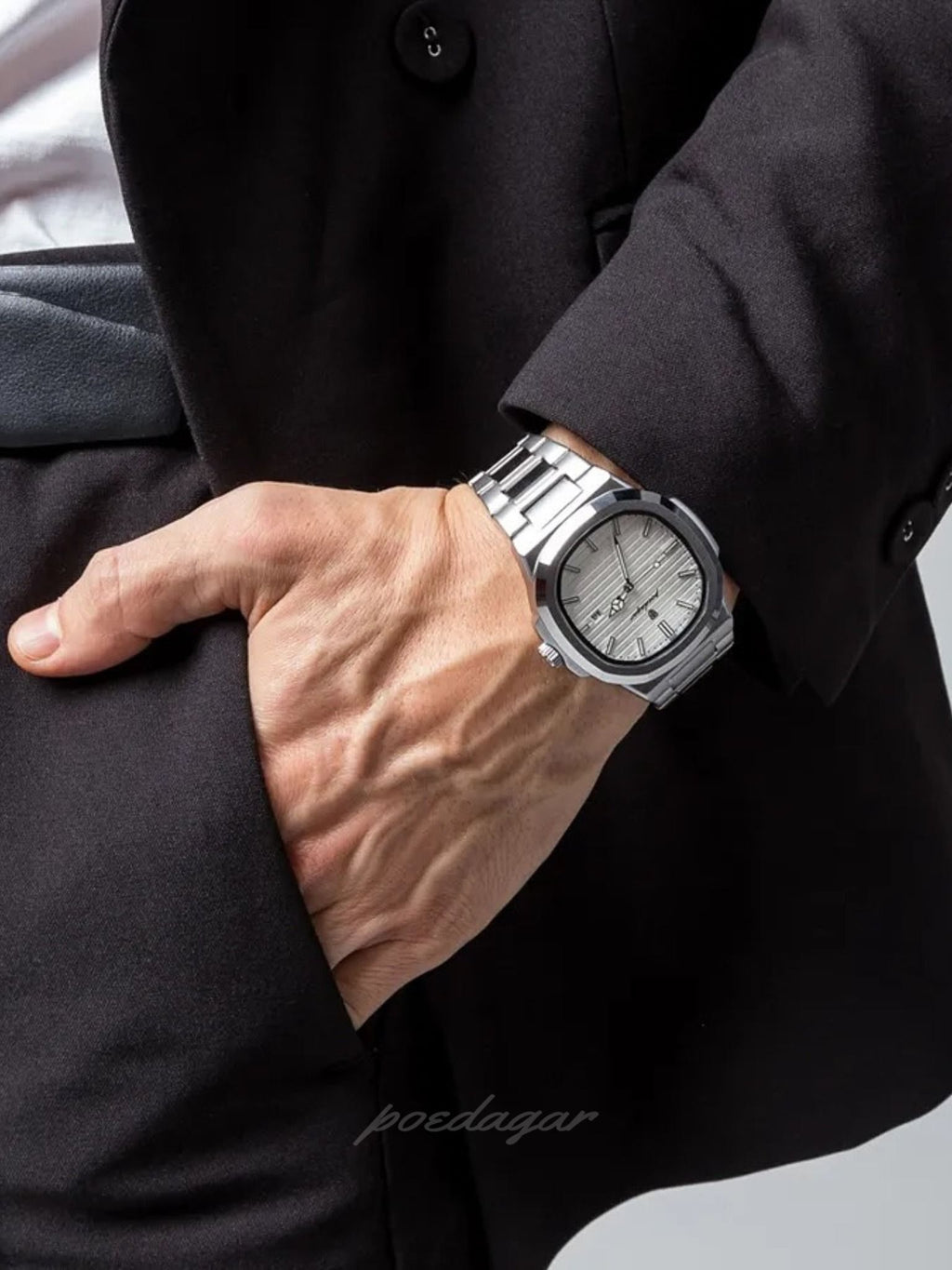Poedagar Nautilus Men’s Watch – Luxury Stainless Steel Dress Timepiece