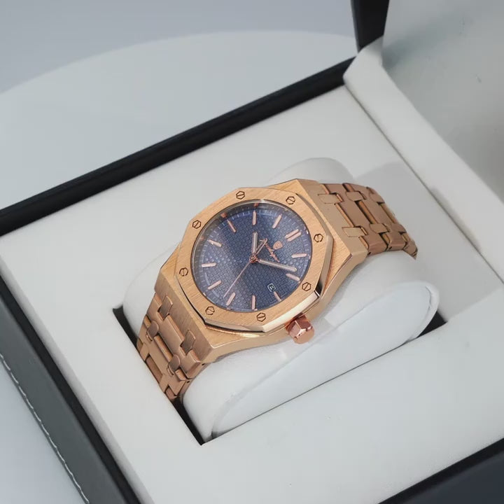 Poedagar Kings Oak Men’s Watch – Luxury Stainless Steel Timepiece