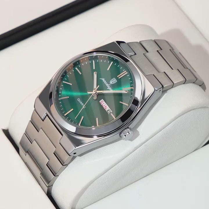 Poedagar Oak Men’s Watch – Luxury Stainless Steel Quartz Timepiece