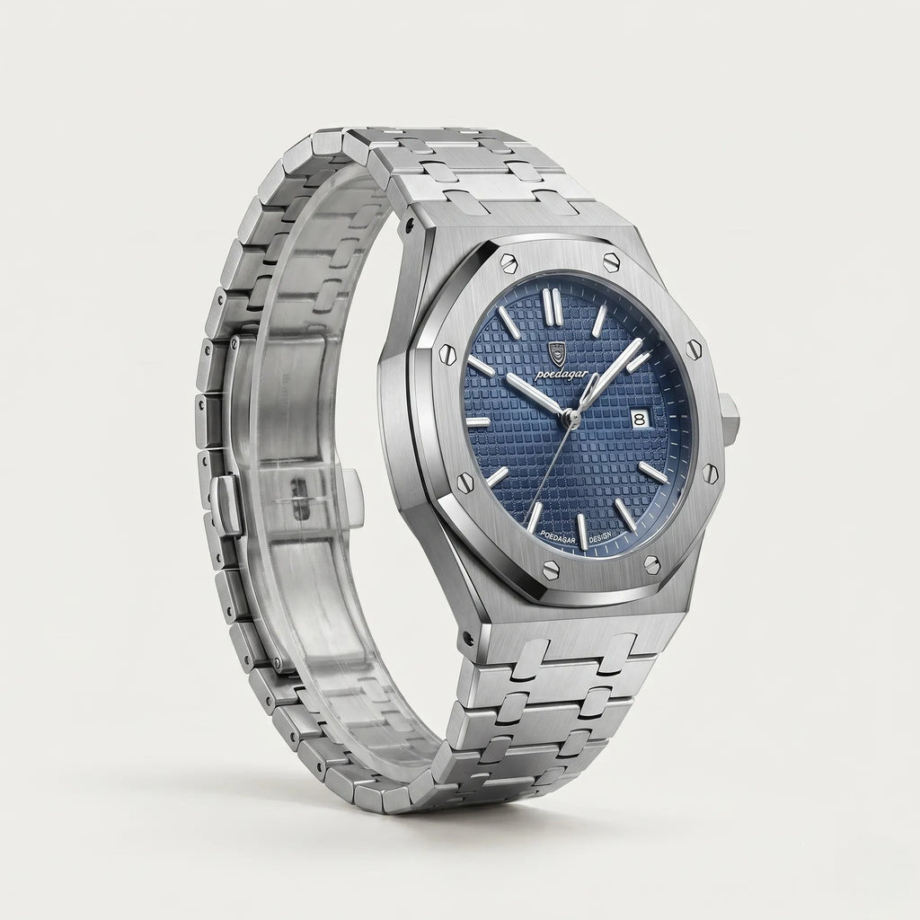 Poedagar Kings Oak Men’s Watch – Luxury Stainless Steel Timepiece